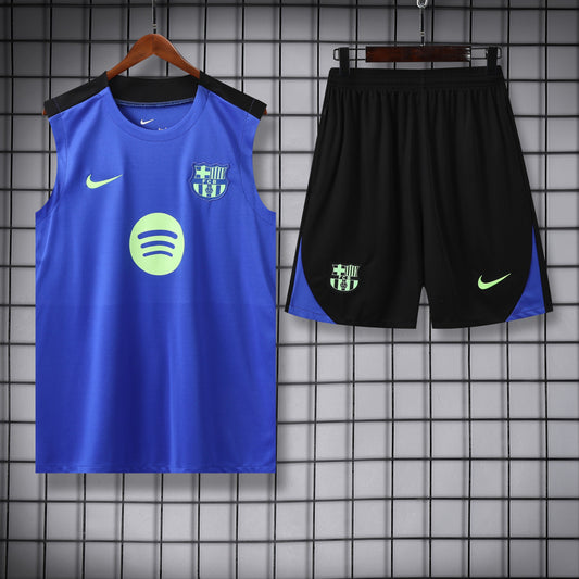 25/26 Blue Barcelona big flower sleeveless vest training suit
